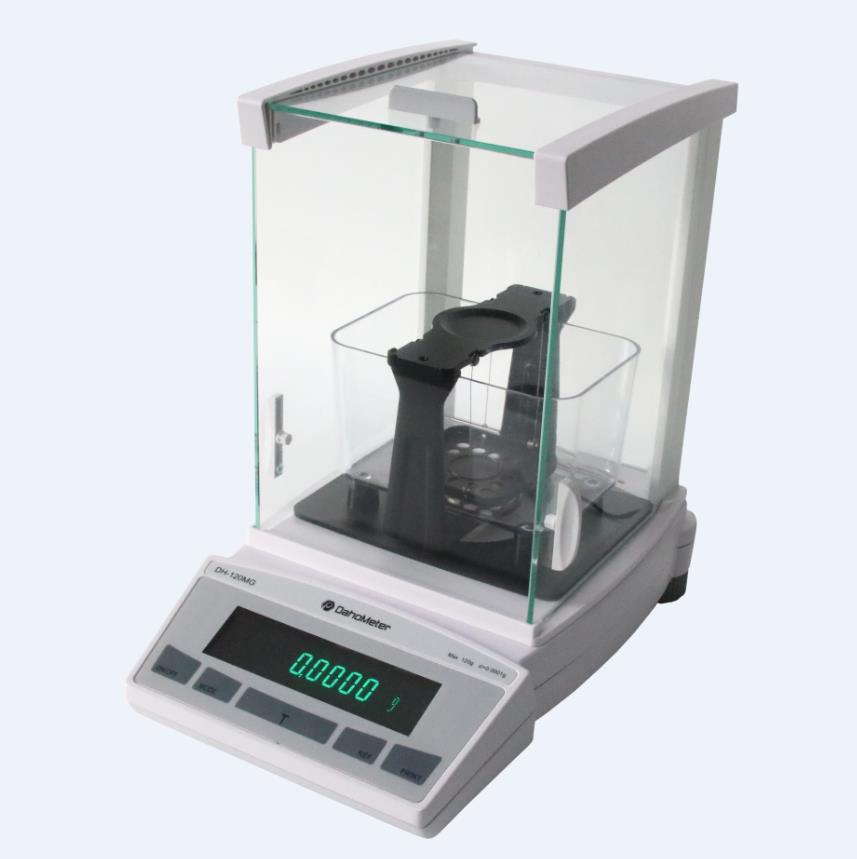 進(jìn)口品牌密度計(jì)DH-120MG適用于：橡膠、塑料、硬質(zhì)合金、粉末冶金、電線(xiàn)電纜、復(fù)合材料、礦石、食品、化妝品、鞋材、玻璃、化工原料、貴金屬回收等行業(yè)?？芍苯幼x出固體、顆粒體、薄膜體、粉末體之樣品在空氣中平均重量、水中平均重量及比重